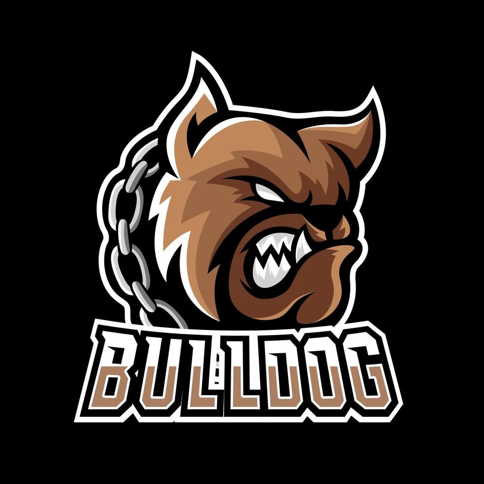 bulldog cane animale esport gioco mascotte logo modello vettore