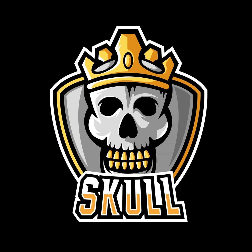 King of Skull modello di logo mascotte sport o esport gaming vettore