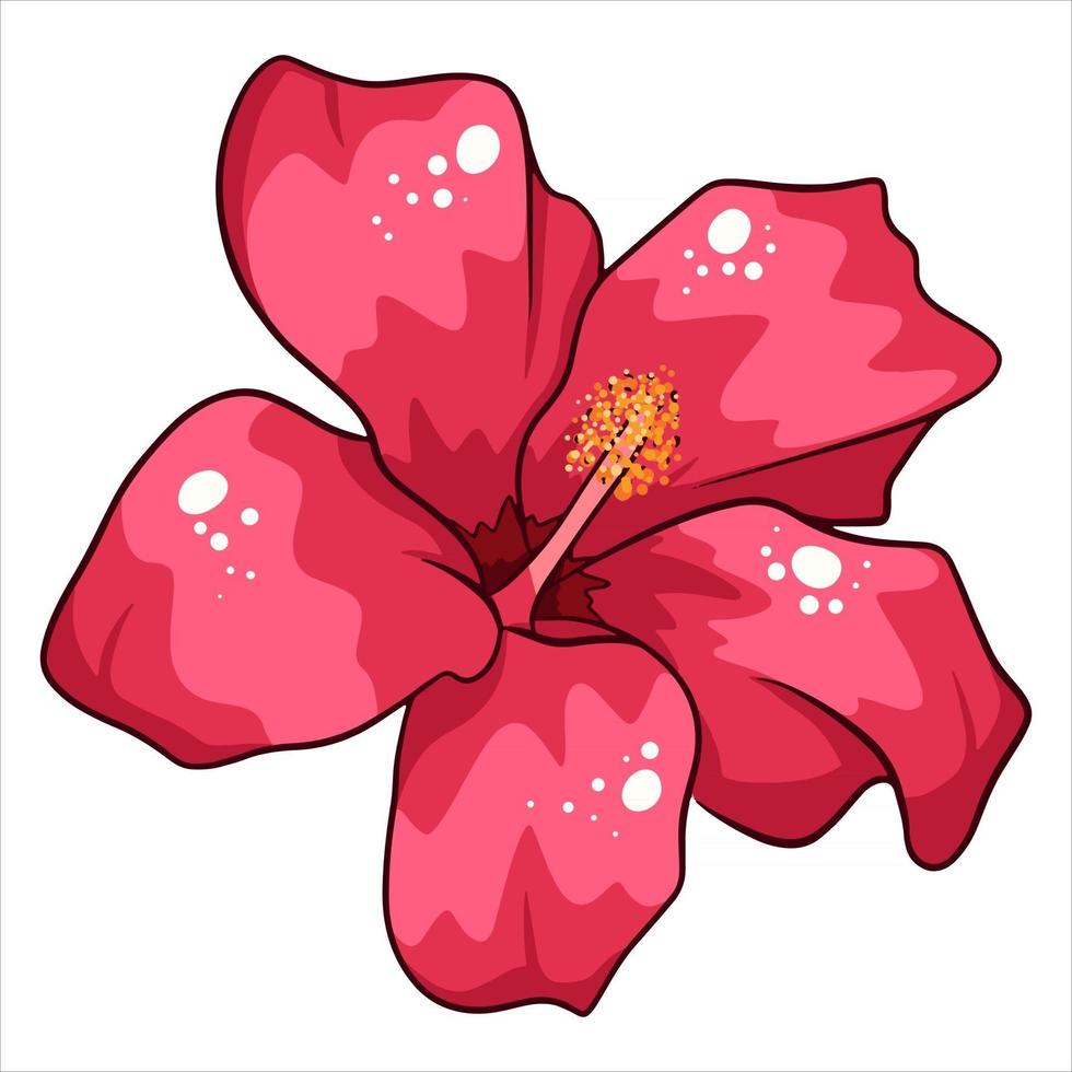 fiore luminoso pianta tropicale in stile cartone animato vettore