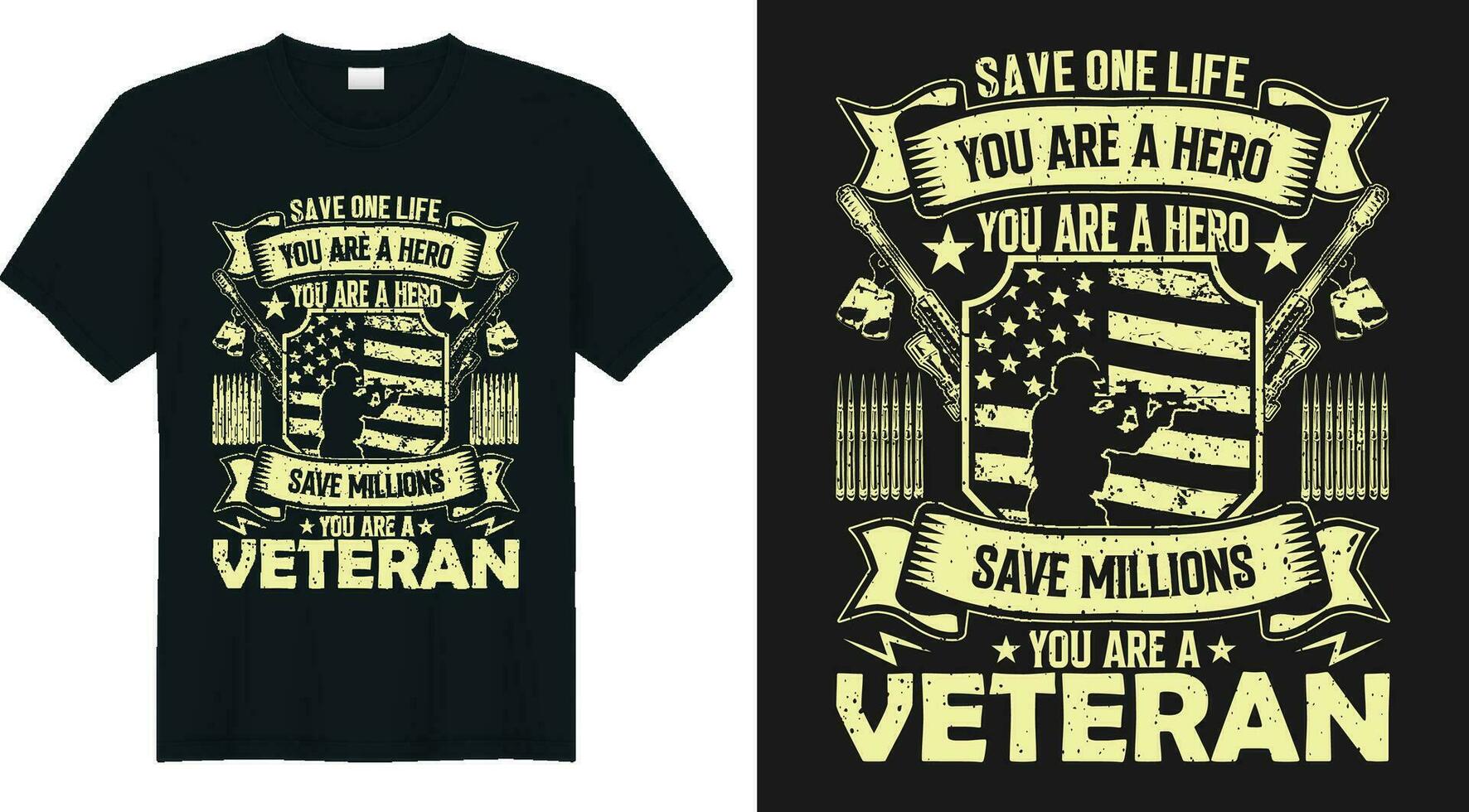 veterano t - camicia design con un americano bandiera e un' soldato vettore