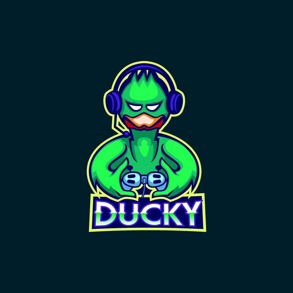 disegno del logo del gioco mascotte ducky vettore