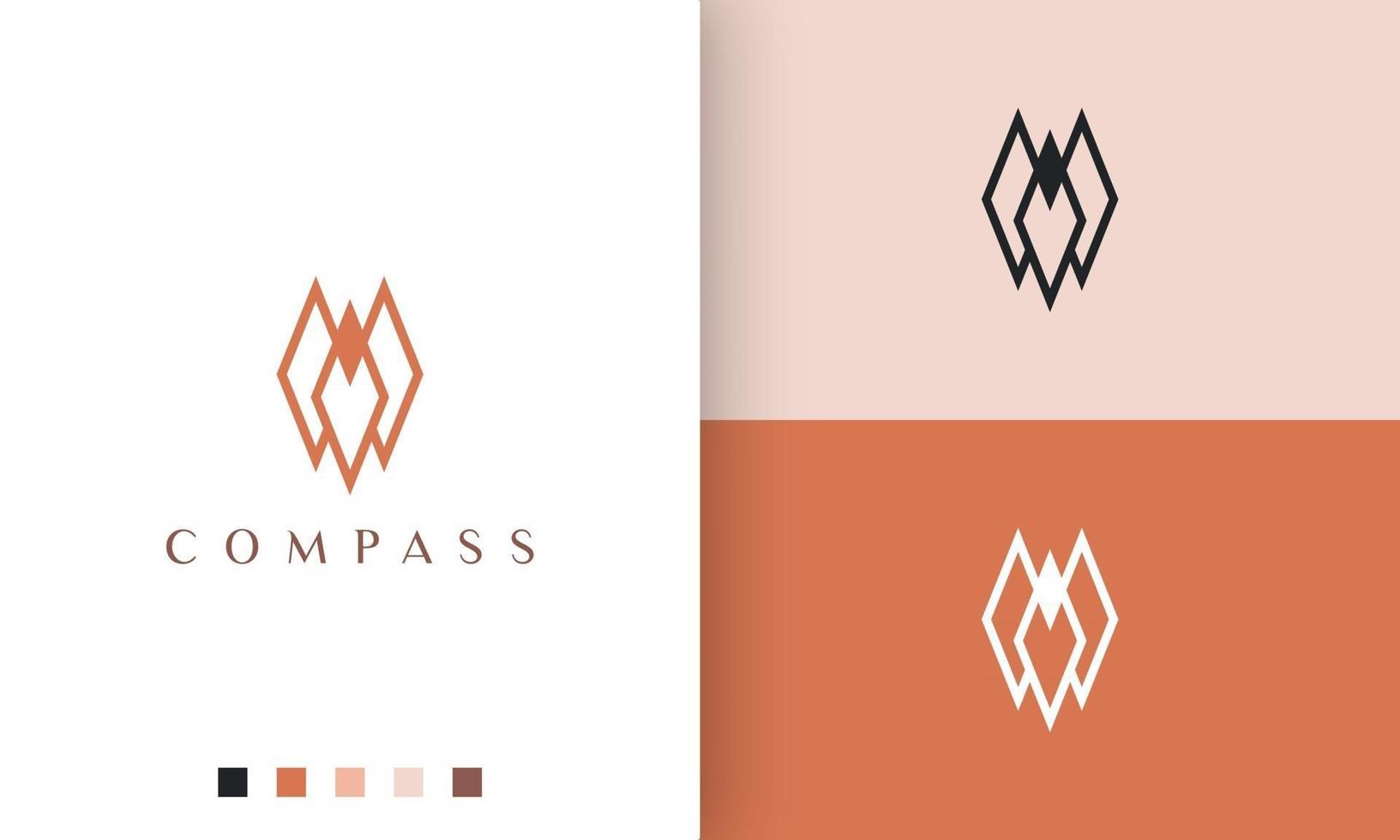direzione o bussola logo disegno vettoriale con stile semplice e minimalista