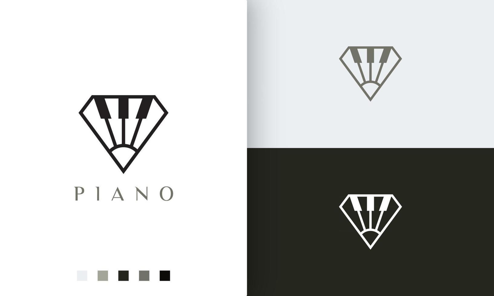 logo o icona del pianoforte semplice e moderno a forma di diamante vettore