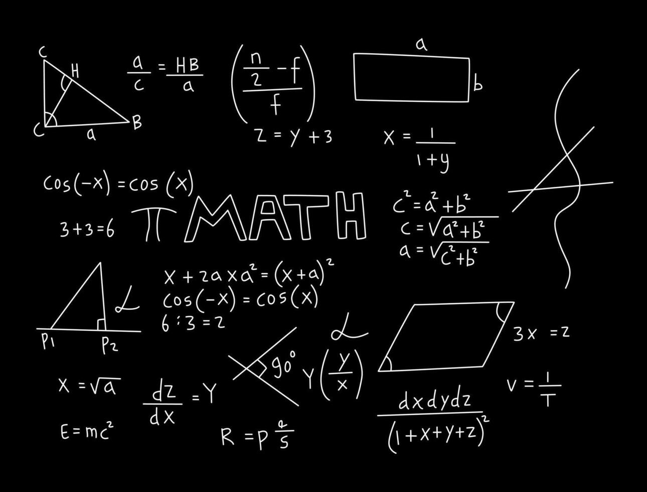 illustrazione realistica del fondo della lavagna di matematica vettore