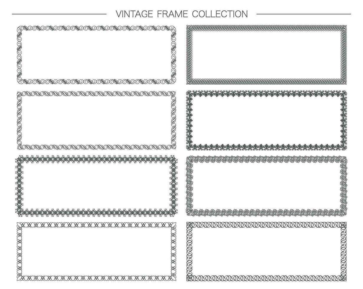 rettangolare decorativo Vintage ▾ telaio impostato isolato su un' bianca sfondo. vettore illustrazione.