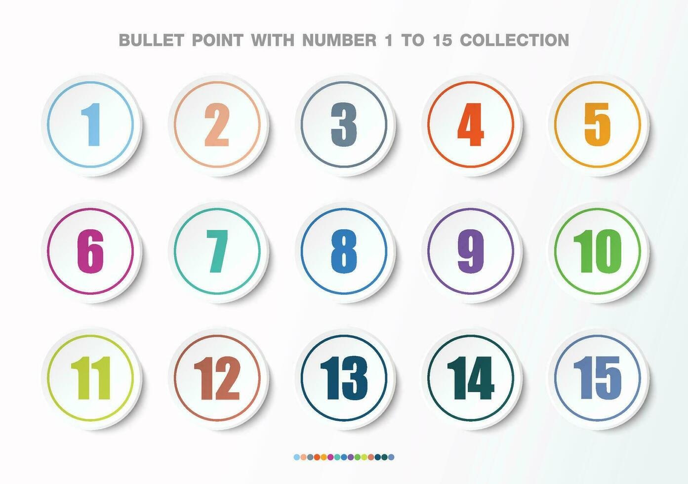 proiettile punto con numero collezione. numeri a partire dal 1 per 15. Infografica pulsanti e punti. design facile per modificare. vettore