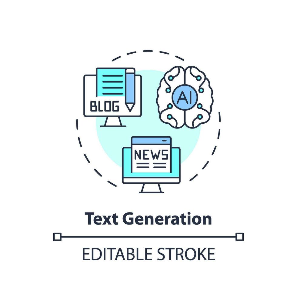 modificabile testo generazione icona concetto, isolato vettore, ai per SEO magro linea illustrazione. vettore