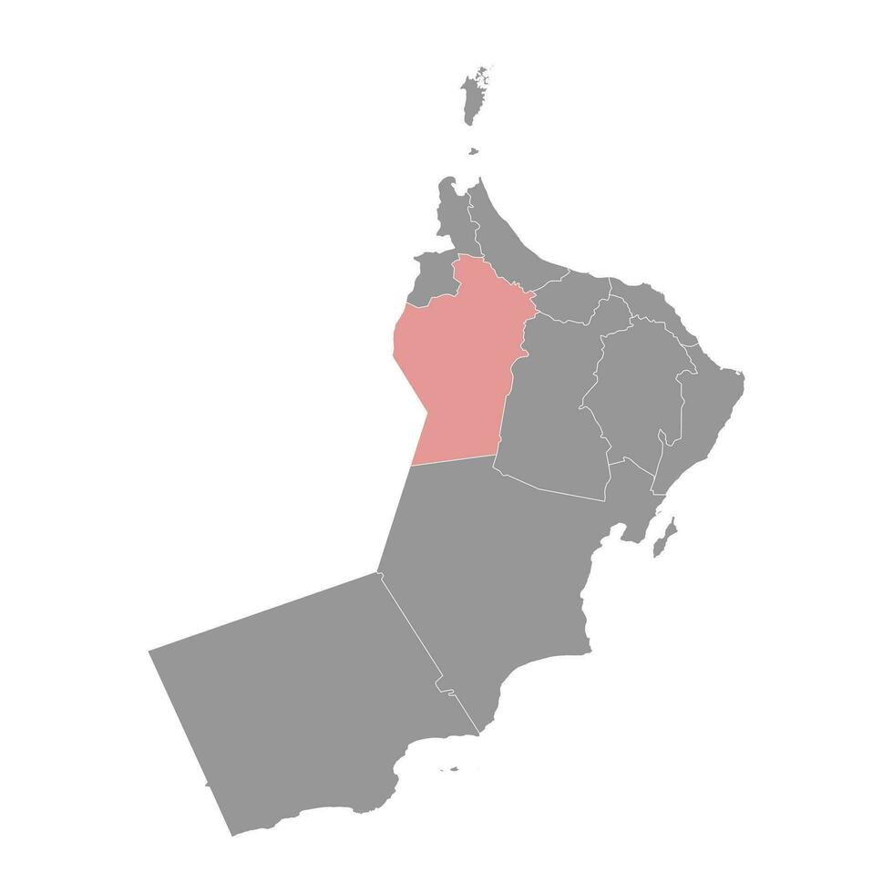 al dhahirah governatorato carta geografica, amministrativo divisione di Oman. vettore illustrazione.