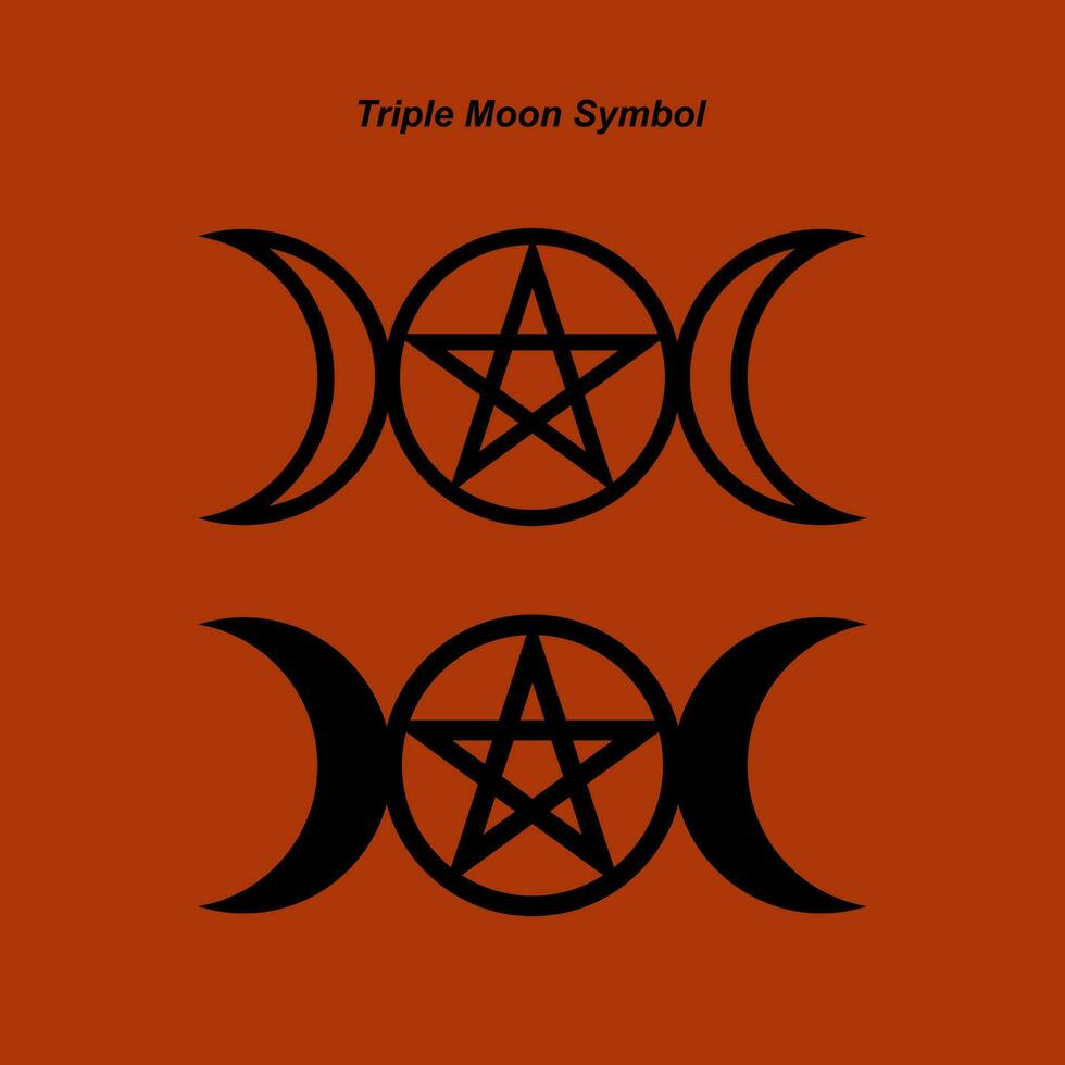 triplicare Luna logo. boho Luna simbolo. nero Luna fase isolato icona, alchimia grafico elemento vettore