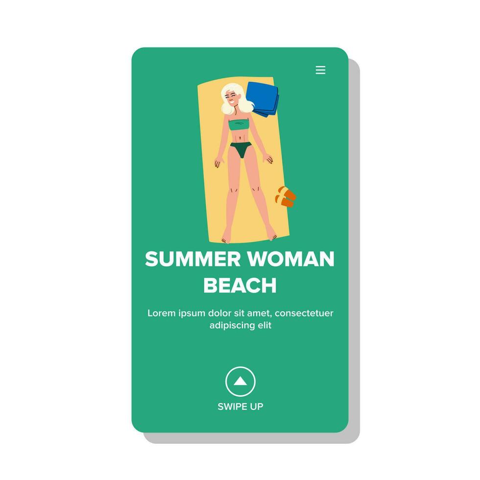 contento estate donna spiaggia vettore