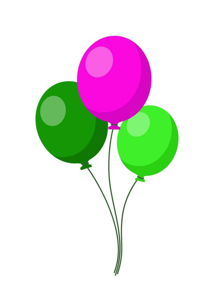 mazzo di palloncini per compleanno e festa. volante ballon con corda. piatto icona per celebrare e carnevale. vettore illustrazione.