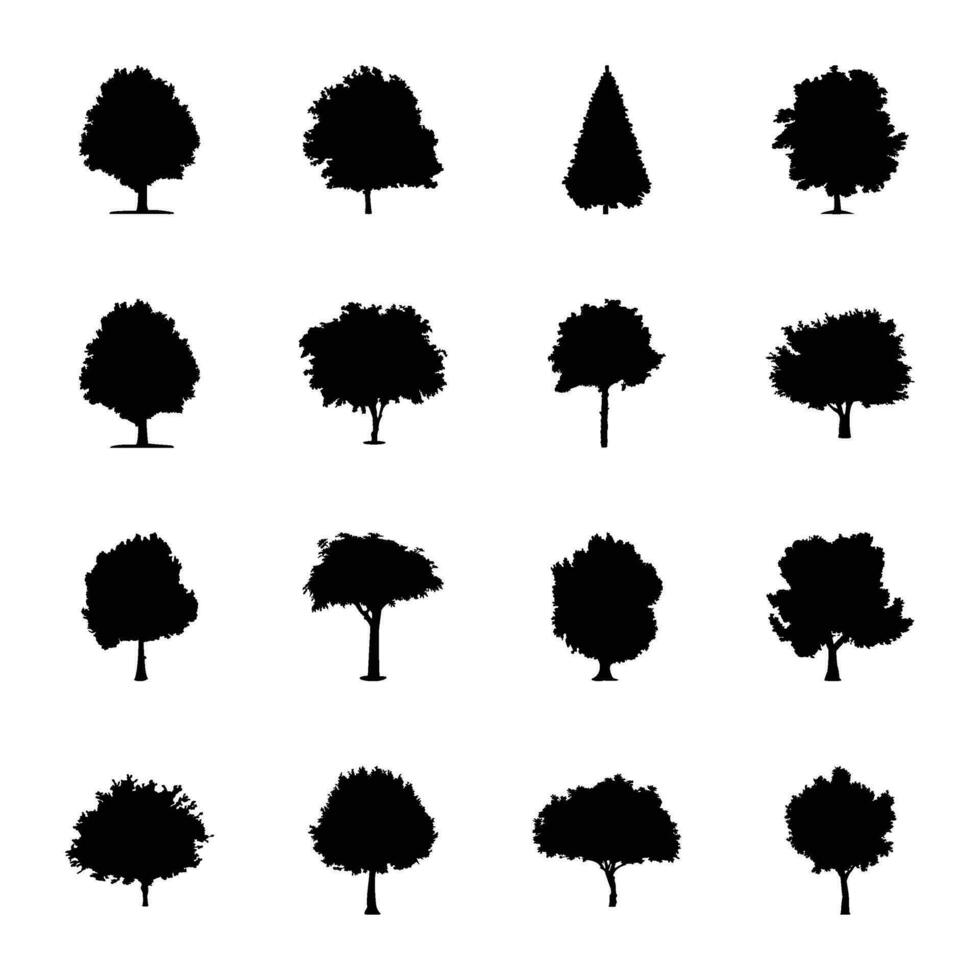 imballare di alberi glifo icone vettore