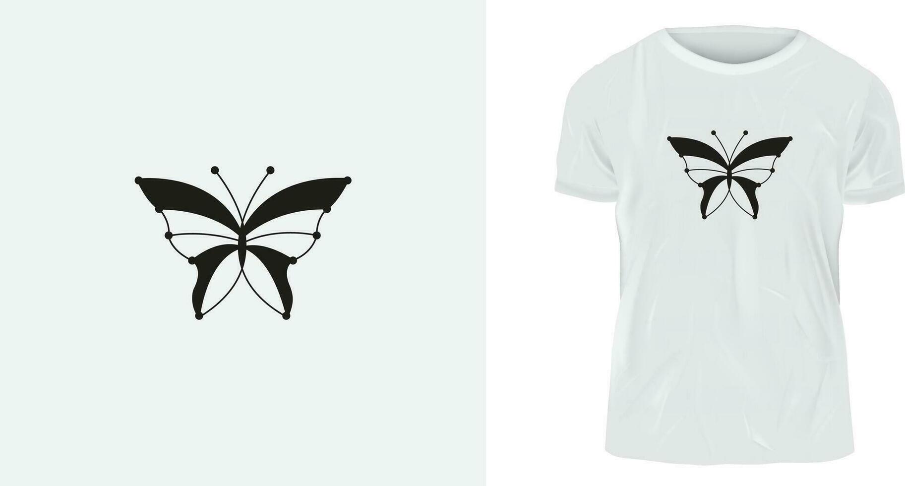 t camicia design con farfalla vettore