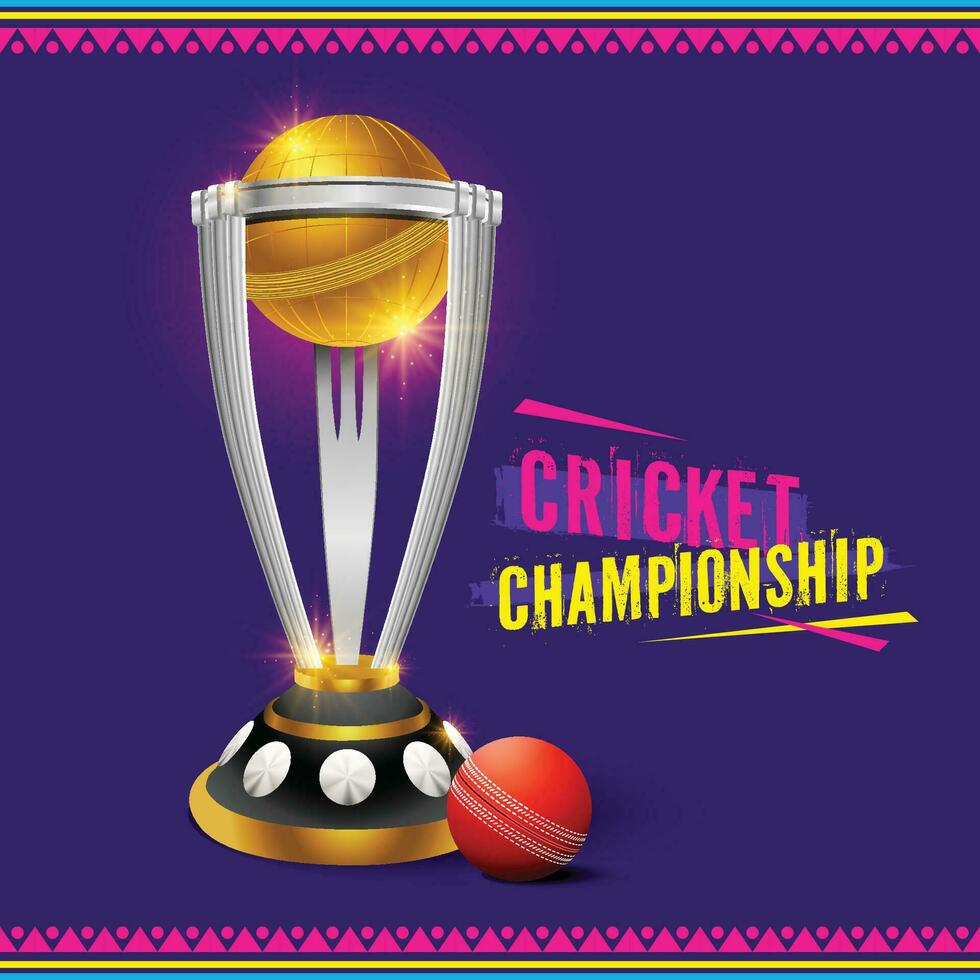 illustrazione di realistico d'oro tazza trofeo per cricket sport campionato vettore
