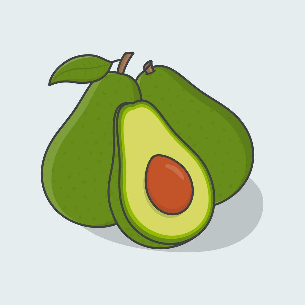avocado frutta cartone animato vettore illustrazione. fresco avocado frutta piatto icona schema