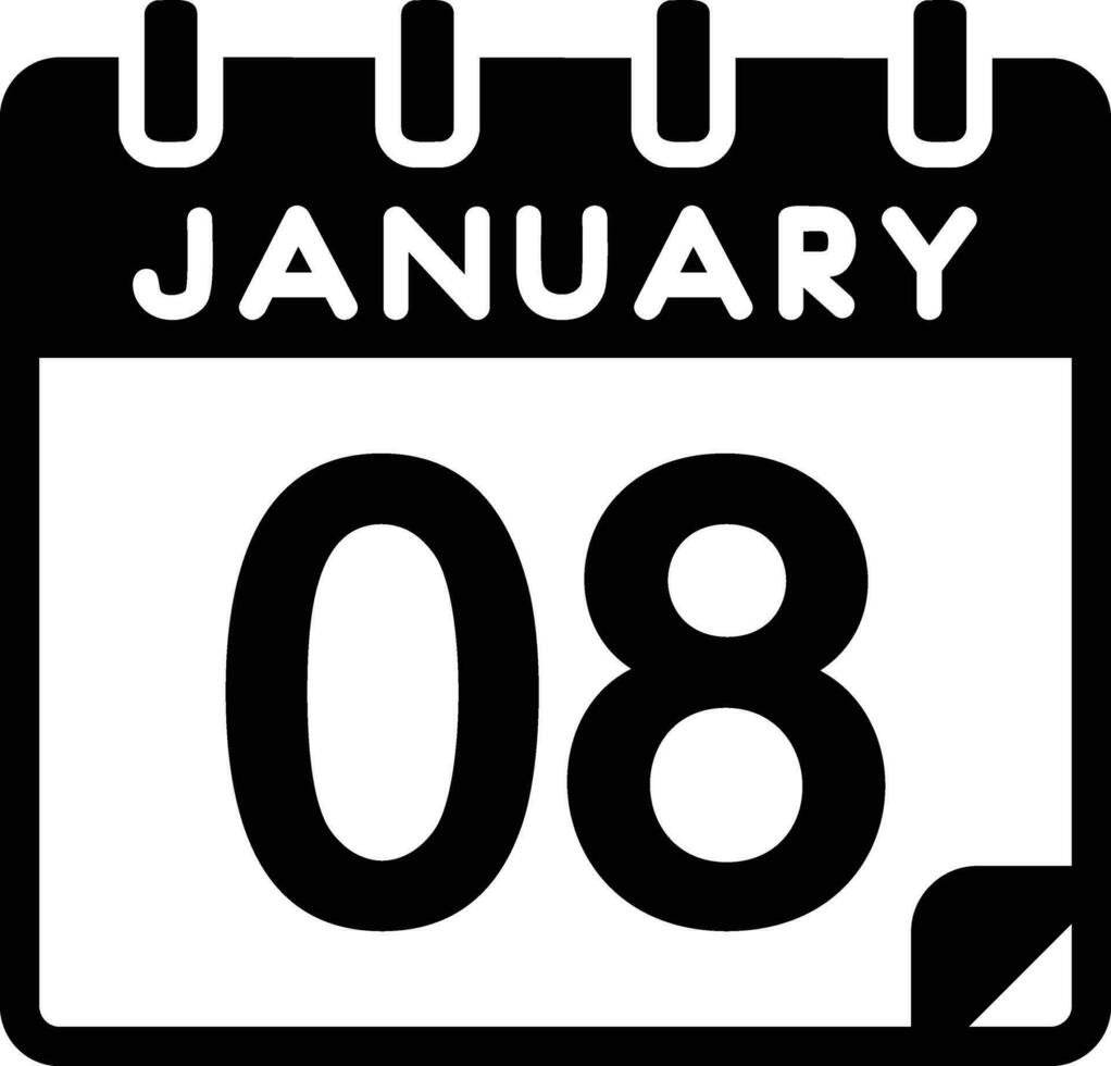 8 gennaio linea icona vettore