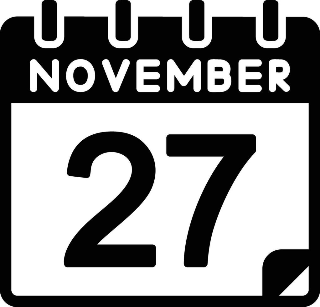 27 novembre glifo icona vettore