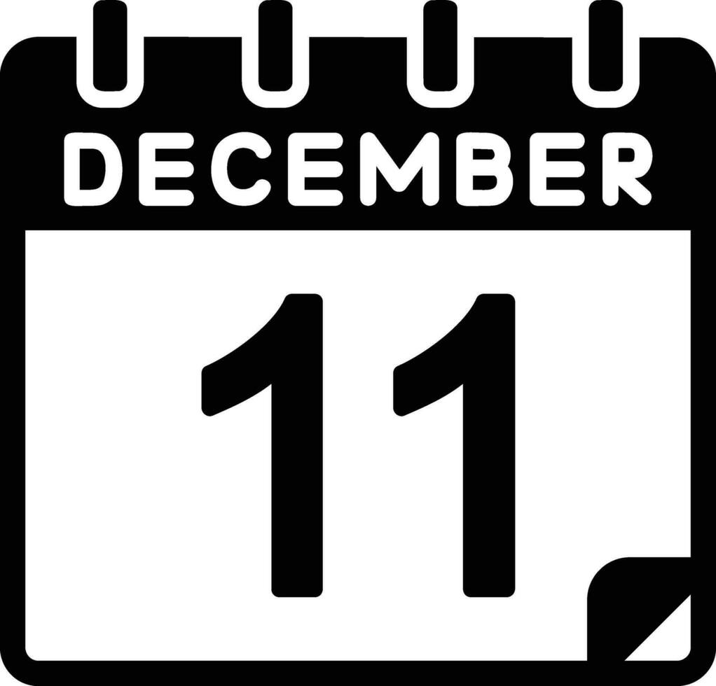 11 dicembre glifo icona vettore