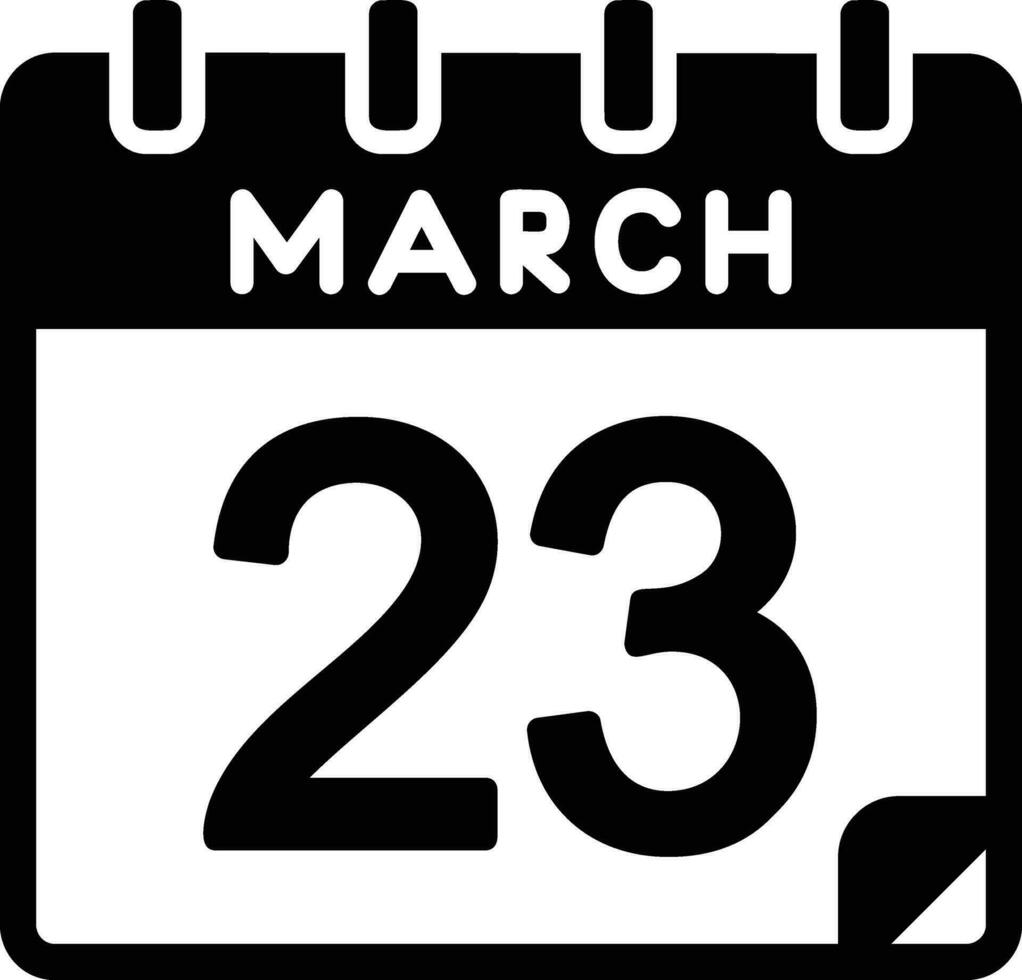 23 marzo glifo icona vettore