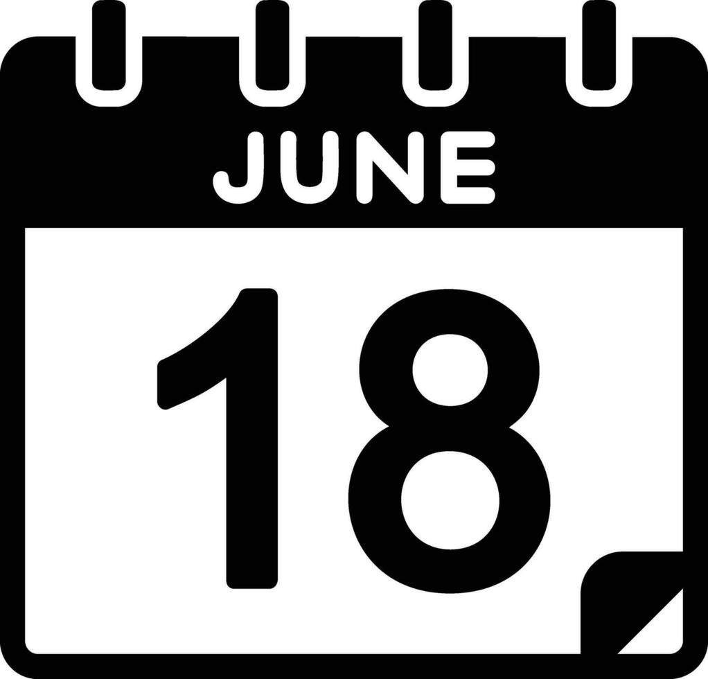 18 giugno glifo icona vettore