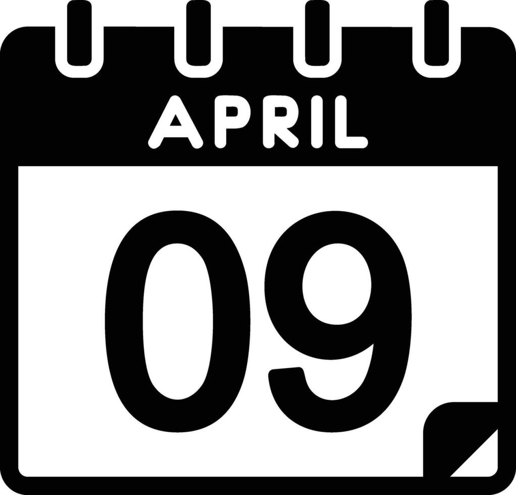 9 aprile glifo icona vettore
