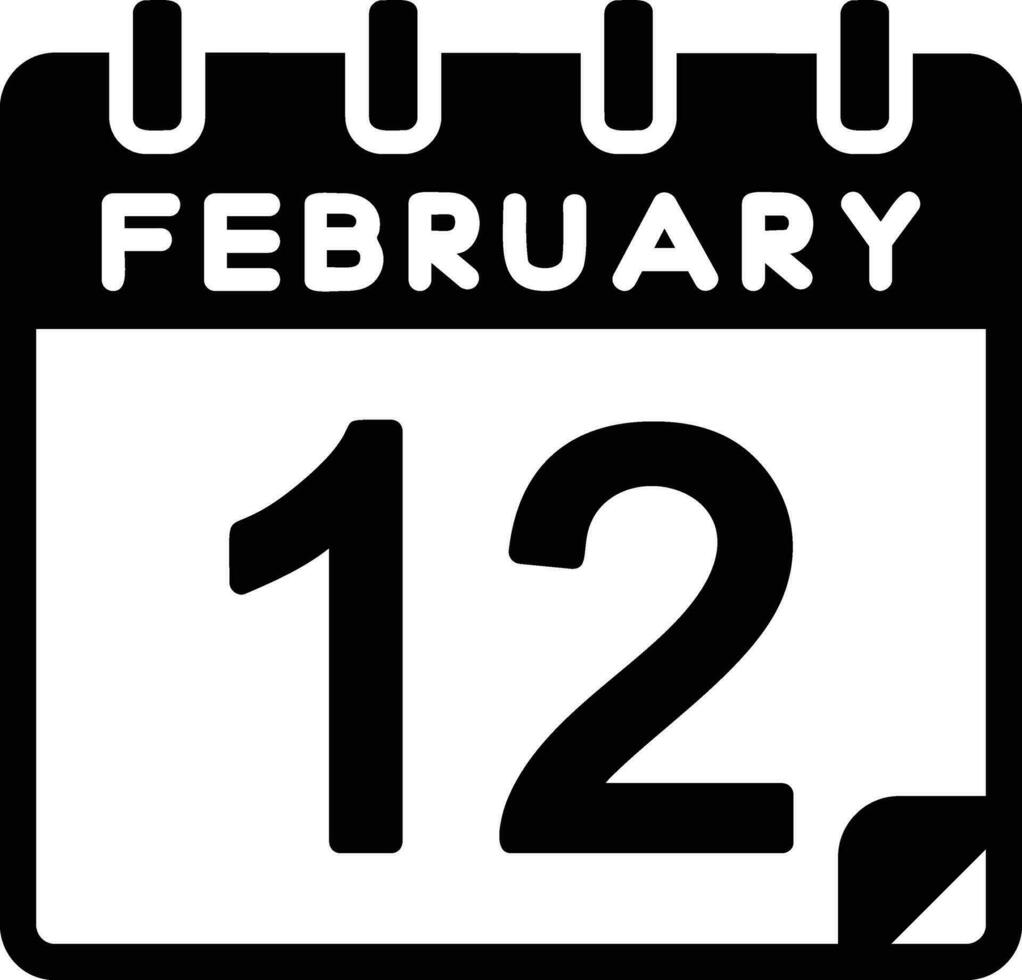12 febbraio glifo icona vettore