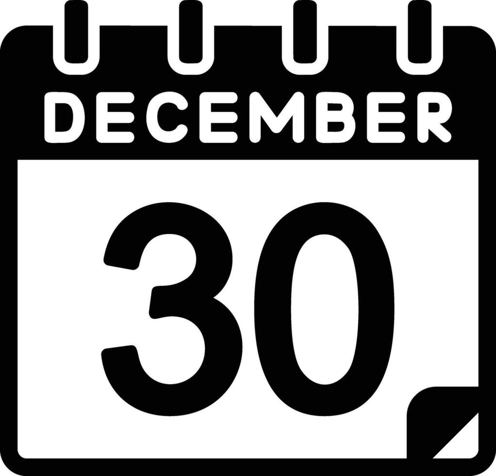 30 dicembre glifo icona vettore