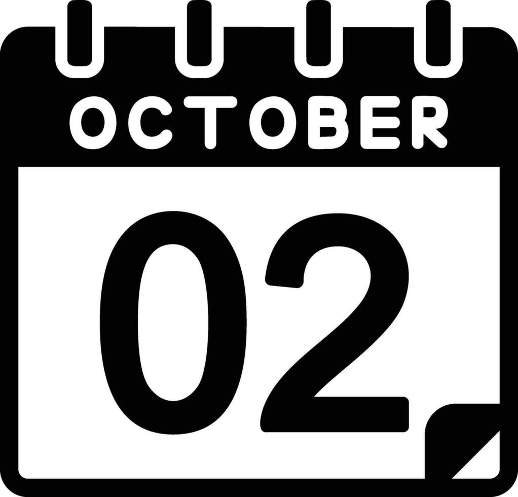 2 ottobre glifo icona vettore