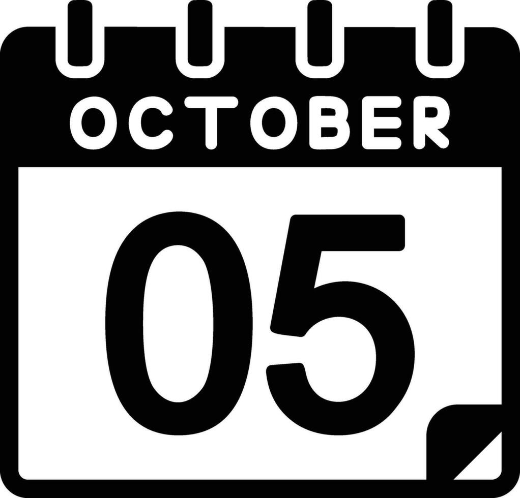 5 ottobre glifo icona vettore