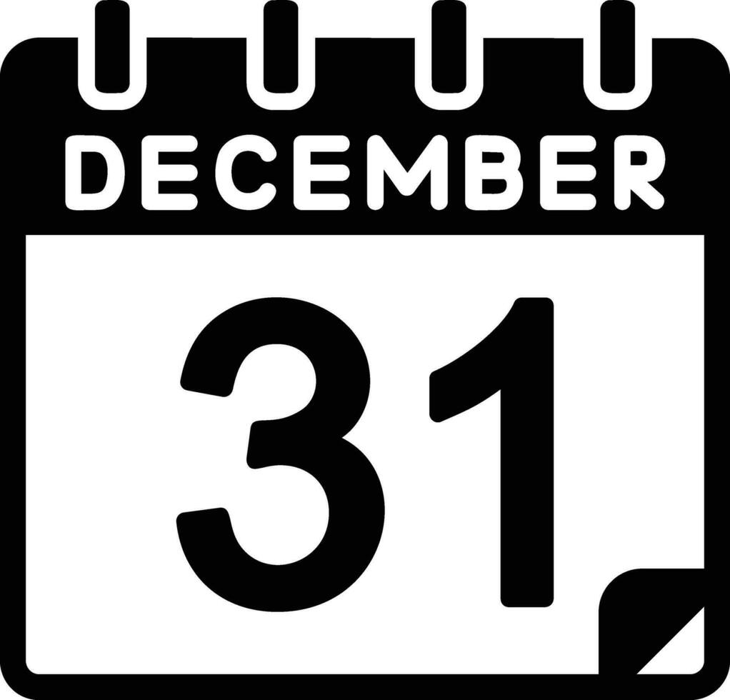 31 dicembre glifo icona vettore