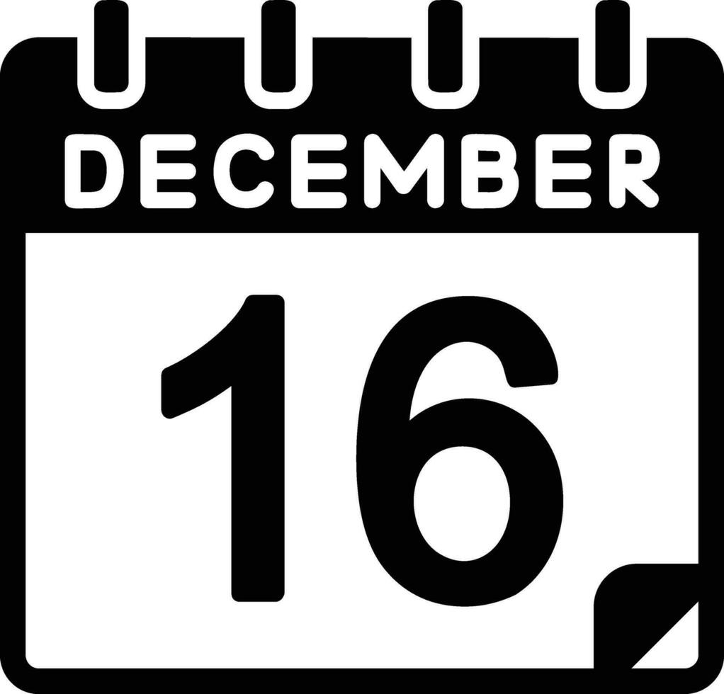 16 dicembre glifo icona vettore