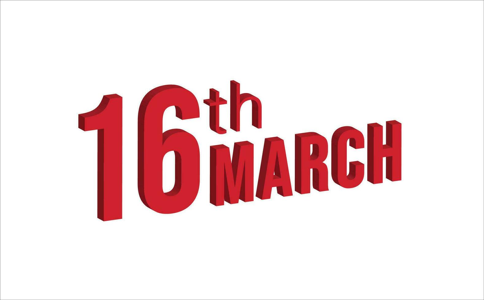 16 ° marzo , quotidiano calendario tempo e Data programma simbolo. moderno disegno, 3d resa. bianca sfondo. vettore