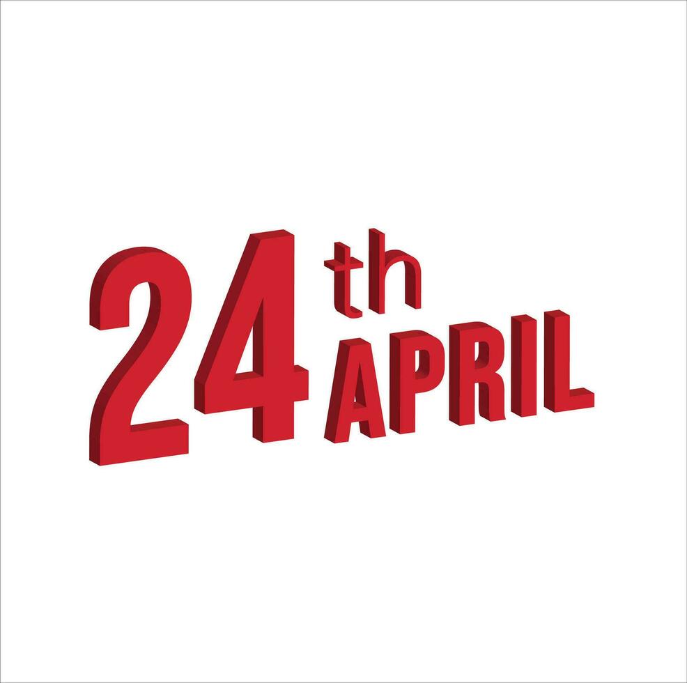 24 aprile , quotidiano calendario tempo e Data programma simbolo. moderno disegno, 3d resa. bianca sfondo. vettore