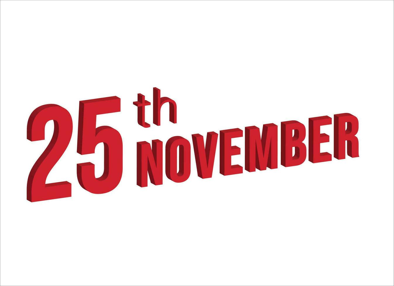 25 novembre , quotidiano calendario tempo e Data programma simbolo. moderno disegno, 3d resa. bianca sfondo. vettore