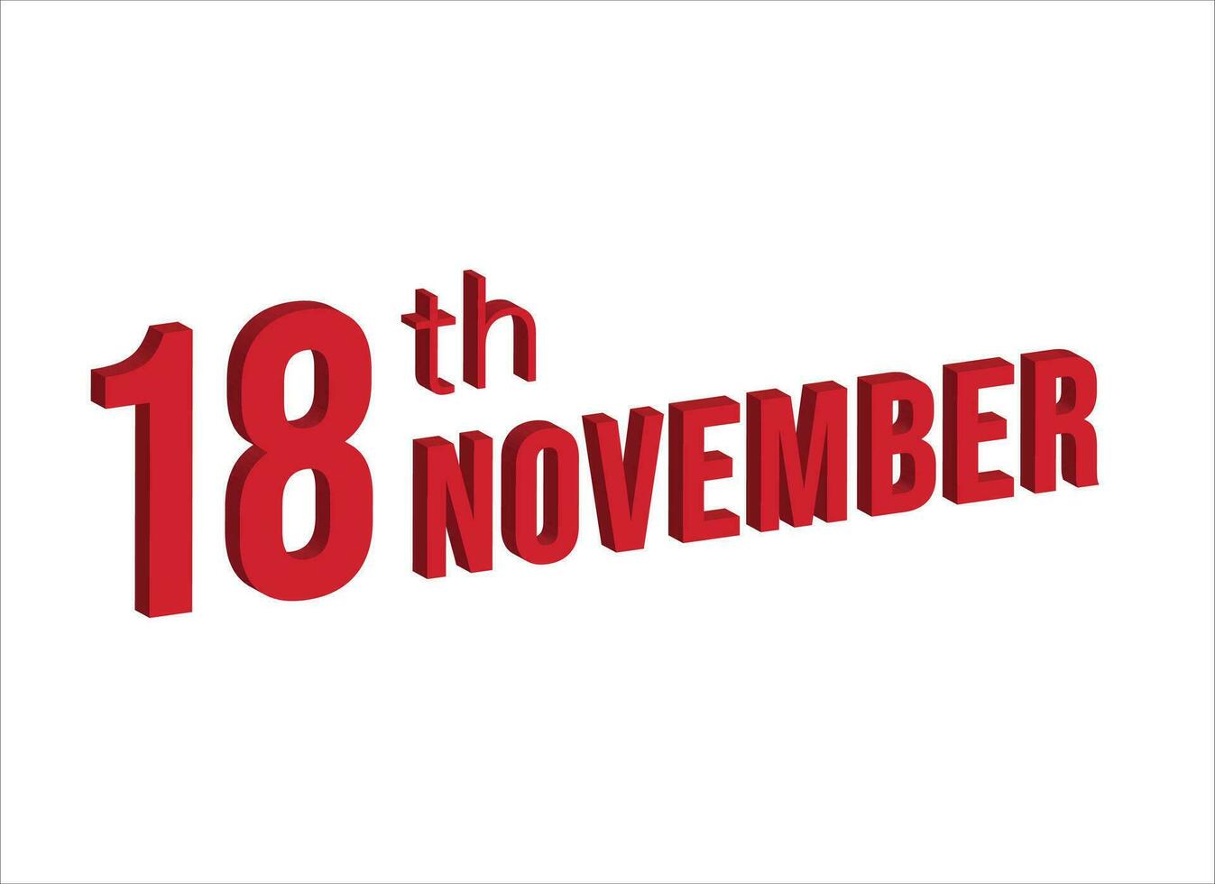 18 ° novembre , quotidiano calendario tempo e Data programma simbolo. moderno disegno, 3d resa. bianca sfondo. vettore