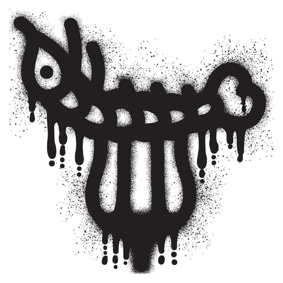 gamberetto graffiti su un' forchetta con nero spray dipingere vettore