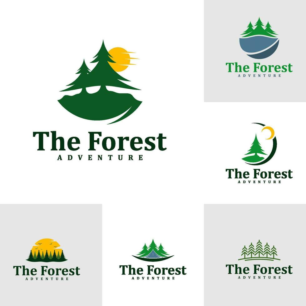 impostato di foresta logo design modello. creativo pino logo vettore illustrazione.