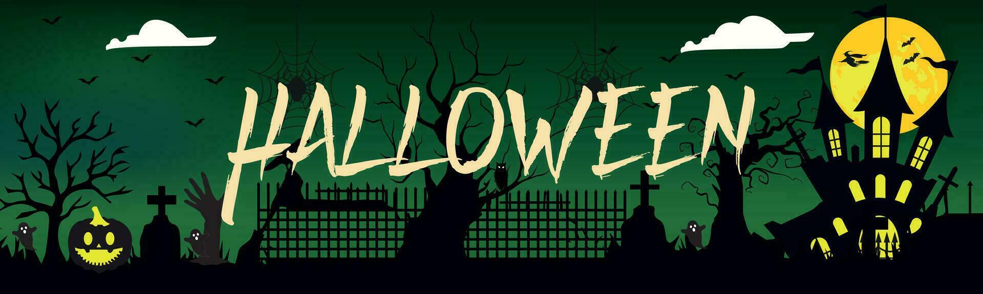 Halloween città panorama nel Halloween stile. Halloween notte, per contento Halloween .vettore illustrazione. vettore