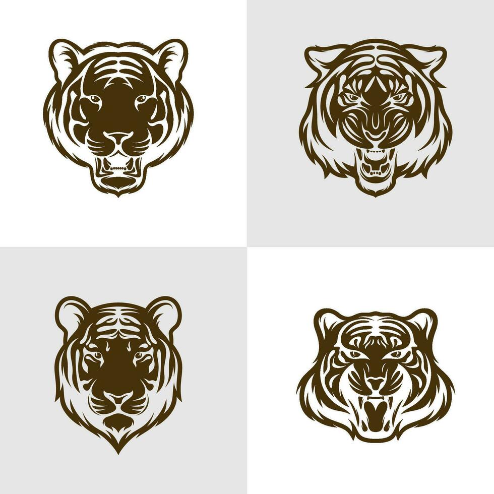 testa tigre vettore illustrazione design. testa tigre logo design modello.