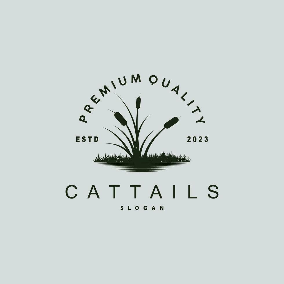 insenature e cattails fiume logo, erba design semplice minimalista illustrazione vettore modello