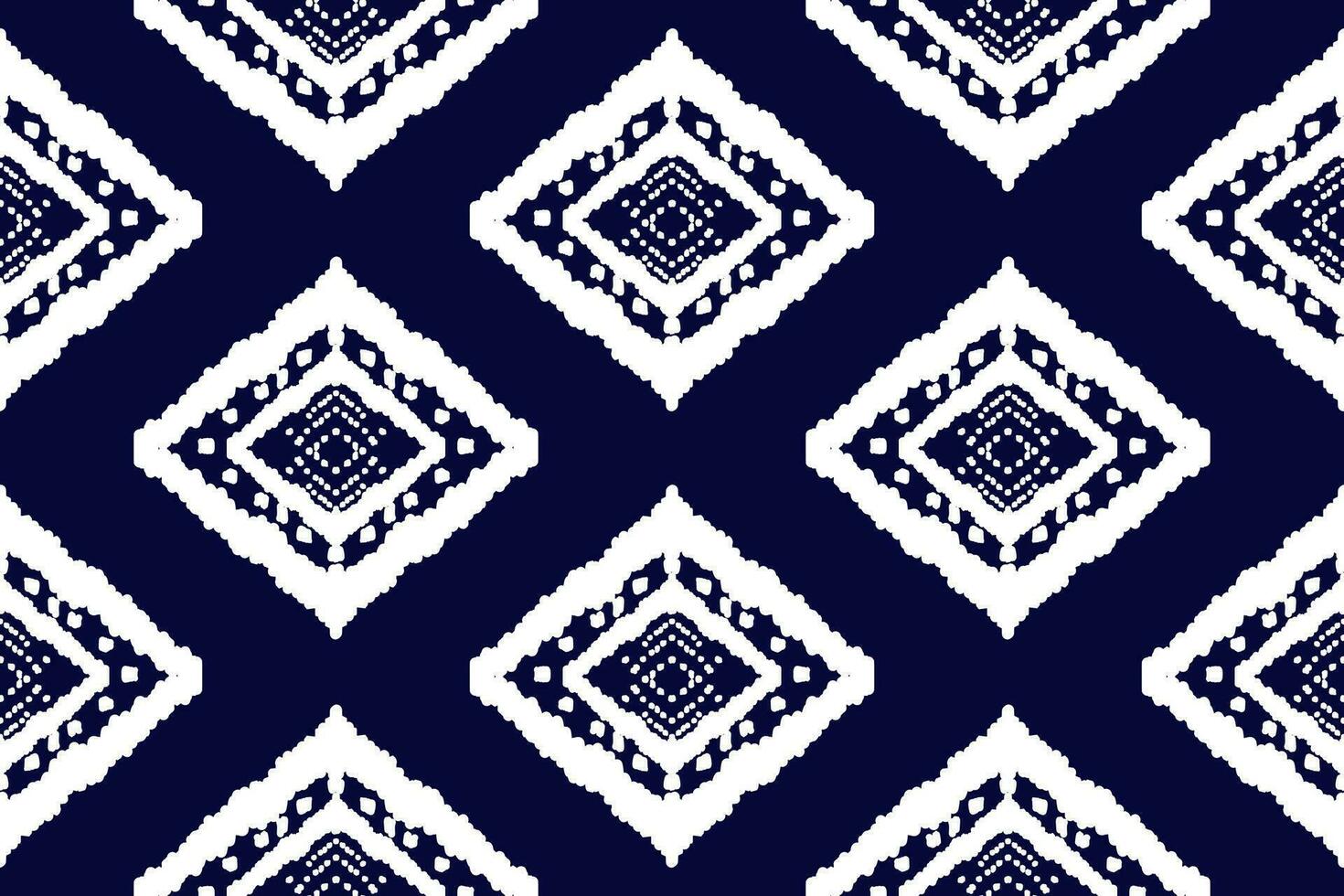 senza soluzione di continuità modello di ikat paisley, tradizionale senza soluzione di continuità modello, blu sfondo, azteco stile, ricamo, astratto, vettore, design illustrazione per struttura, tessuto, Stampa. vettore