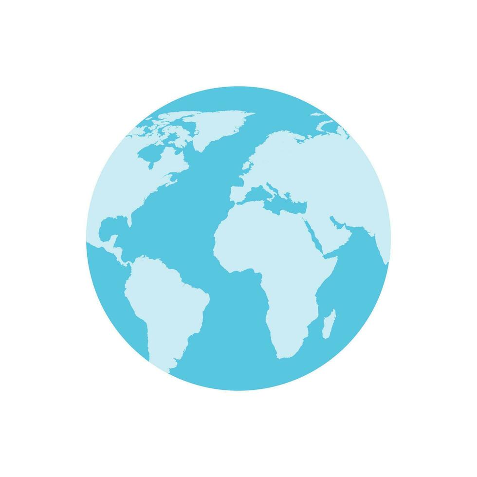 vettore globo terra icona nel piatto design. pianeta terra con lungo ombra su un' blu sfondo