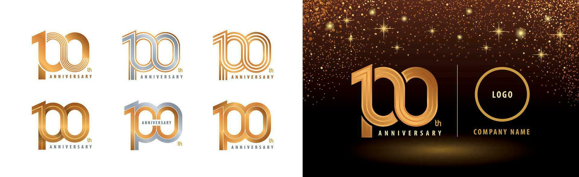 impostato di 100 ° anniversario logotipo disegno, centinaio anni anniversario celebrazione vettore