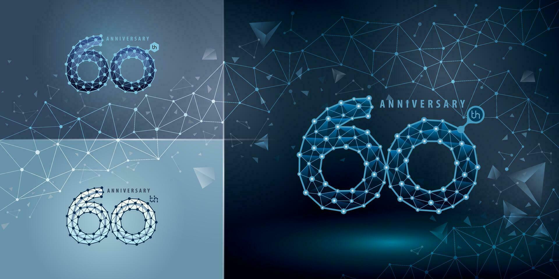 impostato di 60 ° anniversario logotipo disegno, sessanta anni festeggiare anniversario logo vettore