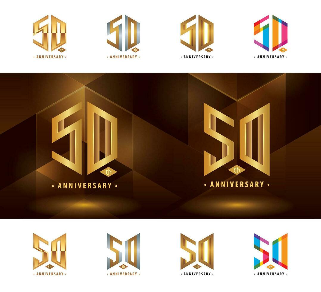 impostato di 50 ° anniversario logotipo disegno, cinquanta anni celebrare anniversario logo vettore