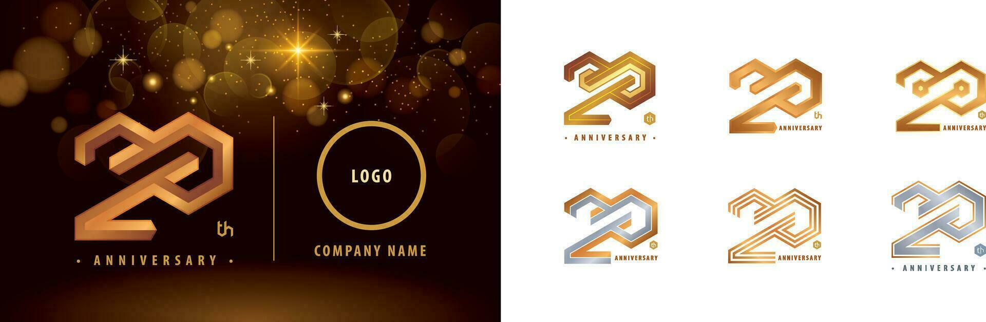 impostato di 20 anniversario logotipo disegno, venti anni anniversario celebrazione vettore