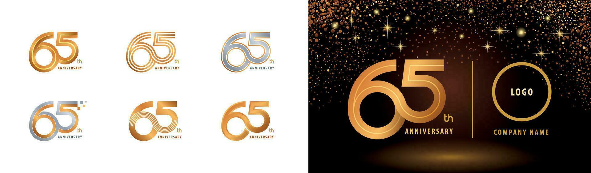 impostato di 65 ° anniversario logotipo disegno, sessanta cinque anni celebrare anniversario logo vettore