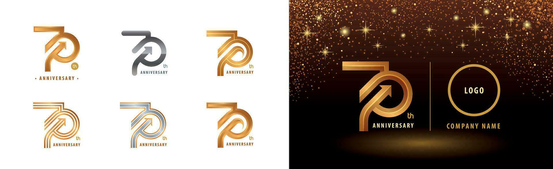 impostato di 70 ° anniversario logotipo disegno, Settanta anni anniversario celebrazione vettore