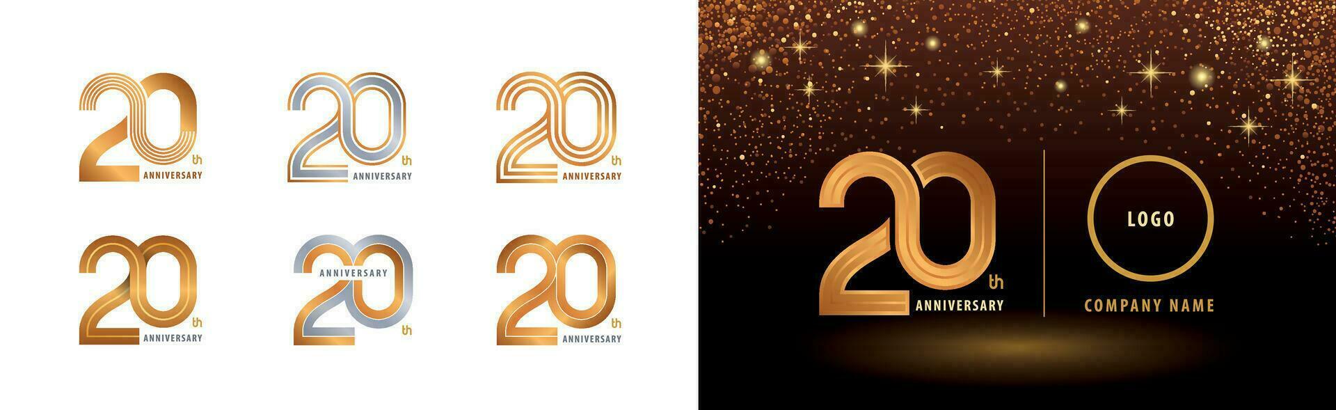 impostato di 20 anniversario logotipo disegno, venti anni anniversario celebrazione vettore