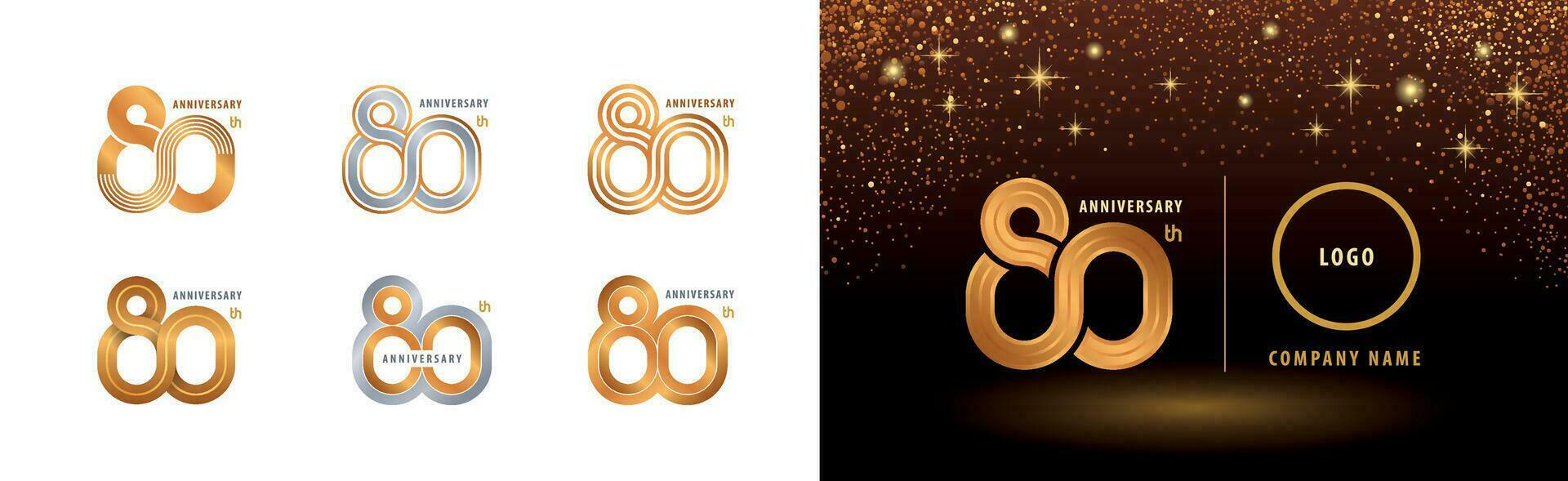 impostato di 80 ° anniversario logotipo disegno, ottanta anni anniversario celebrazione vettore